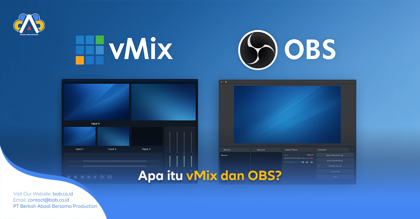 Apa itu vMix dan OBS? Berikut perbandingan antarmuka software streaming vMix dan OBS Studio dalam tampilan profesional.