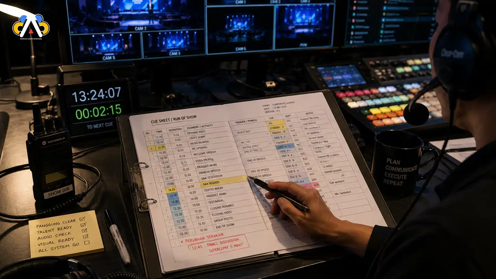 Cue sheet yang digunakan Show Director saat menjalankan event