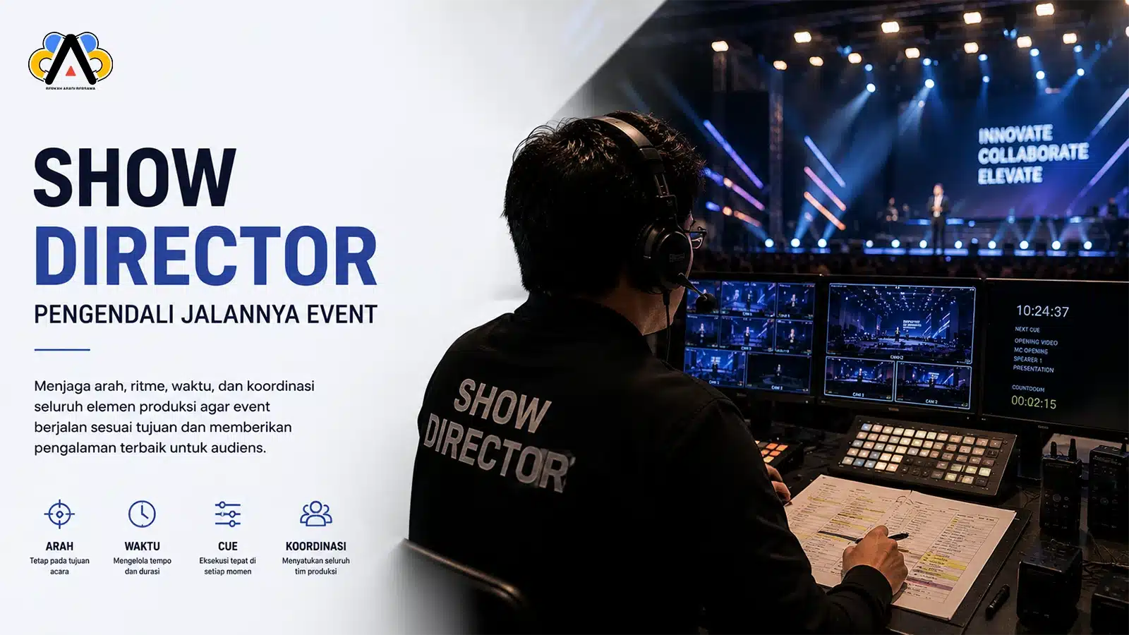 Show Director mengendalikan jalannya event dari area FOH